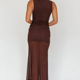Girl's Night Waist Sash Maxi Dress Chocolate