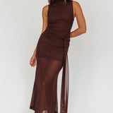 Girl's Night Waist Sash Maxi Dress Chocolate