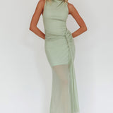 Girl's Night Waist Sash Maxi Dress Sage