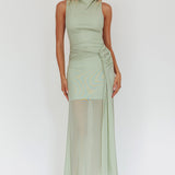 Girl's Night Waist Sash Maxi Dress Sage
