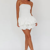 Nefiti Strapless Layered Bubble Hem Dress White