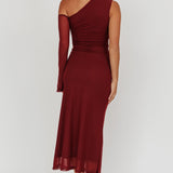 Prima One Shoulder Cut-Out Maxi Dress Wine