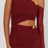 Prima One Shoulder Cut-Out Maxi Dress Wine
