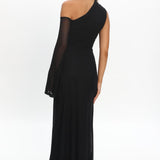 Prima One Shoulder Cut-Out Maxi Dress Black
