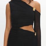 Prima One Shoulder Cut-Out Maxi Dress Black
