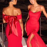Dancing Queens Bow Back Maxi Dress Red