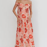 Kaycee Drop Waist Maxi Dress Floral Red