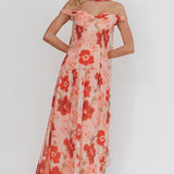 Kaycee Drop Waist Maxi Dress Floral Red