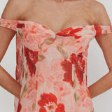 Kaycee Drop Waist Maxi Dress Floral Red
