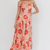Kaycee Drop Waist Maxi Dress Floral Red
