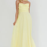 Kaycee Strapless Scarf Maxi Dress Yellow