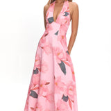 Riga Halterneck Maxi Dress Floral Pink