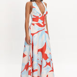 Riga Halterneck Maxi Dress Blue Multi
