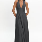 Riga Halterneck Maxi Dress Black