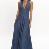 Riga Halterneck Maxi Dress Light Blue