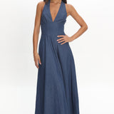 Riga Halterneck Maxi Dress Light Blue