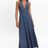 Riga Halterneck Maxi Dress Light Blue