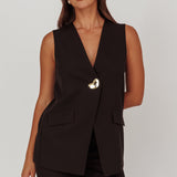 Fair Play Sleeveless Vest Top Black