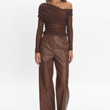 Fair Play Faux Leather Pants Coffee