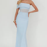 Gala One-Shoulder Sheer Waist Maxi Dress Blue