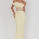 Gala One-Shoulder Sheer Waist Maxi Dress Yellow