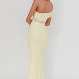 Gala One-Shoulder Sheer Waist Maxi Dress Yellow