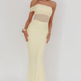 Gala One-Shoulder Sheer Waist Maxi Dress Yellow