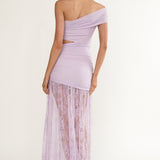 Gala Cut-Out Waist Lace Maxi Dress Lilac