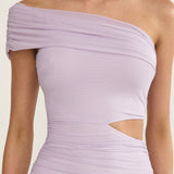 Gala Cut-Out Waist Lace Maxi Dress Lilac