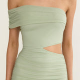 Gala Cut-Out Waist Lace Maxi Dress Sage
