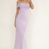 Gala One-Shoulder Textured Maxi Dress Lilac