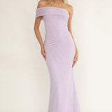Gala One-Shoulder Textured Maxi Dress Lilac