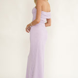 Gala One-Shoulder Textured Maxi Dress Lilac