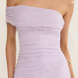 Gala One-Shoulder Textured Maxi Dress Lilac