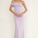 Gala One-Shoulder Textured Maxi Dress Lilac