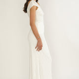 Gala One-Shoulder Textured Maxi Dress White