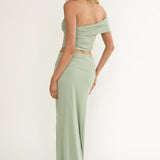 Gala Ruched Waist Maxi Skirt Sage