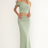 Gala One-Shoulder Crop Top Sage