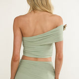 Gala One-Shoulder Crop Top Sage