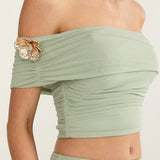 Gala One-Shoulder Crop Top Sage