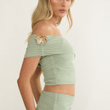 Gala One-Shoulder Crop Top Sage