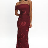 Gala One-Shoulder Maxi Dress Embellished Wine