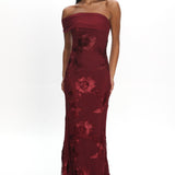 Gala One-Shoulder Maxi Dress Embellished Wine