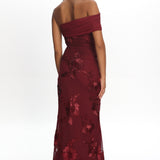 Gala One-Shoulder Maxi Dress Embellished Wine