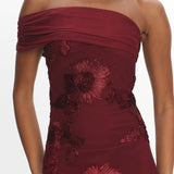 Gala One-Shoulder Maxi Dress Embellished Wine
