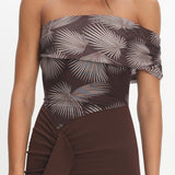 Gala One-Shoulder Ruffle Maxi Dress Brown