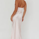 Fair Play Gathered Bust Halter Maxi Dress Pink