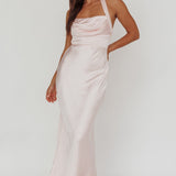 Fair Play Gathered Bust Halter Maxi Dress Pink