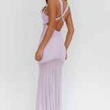 Sade Sheer Panel Ruched Maxi Dress Lilac