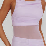Sade Sheer Panel Ruched Maxi Dress Lilac